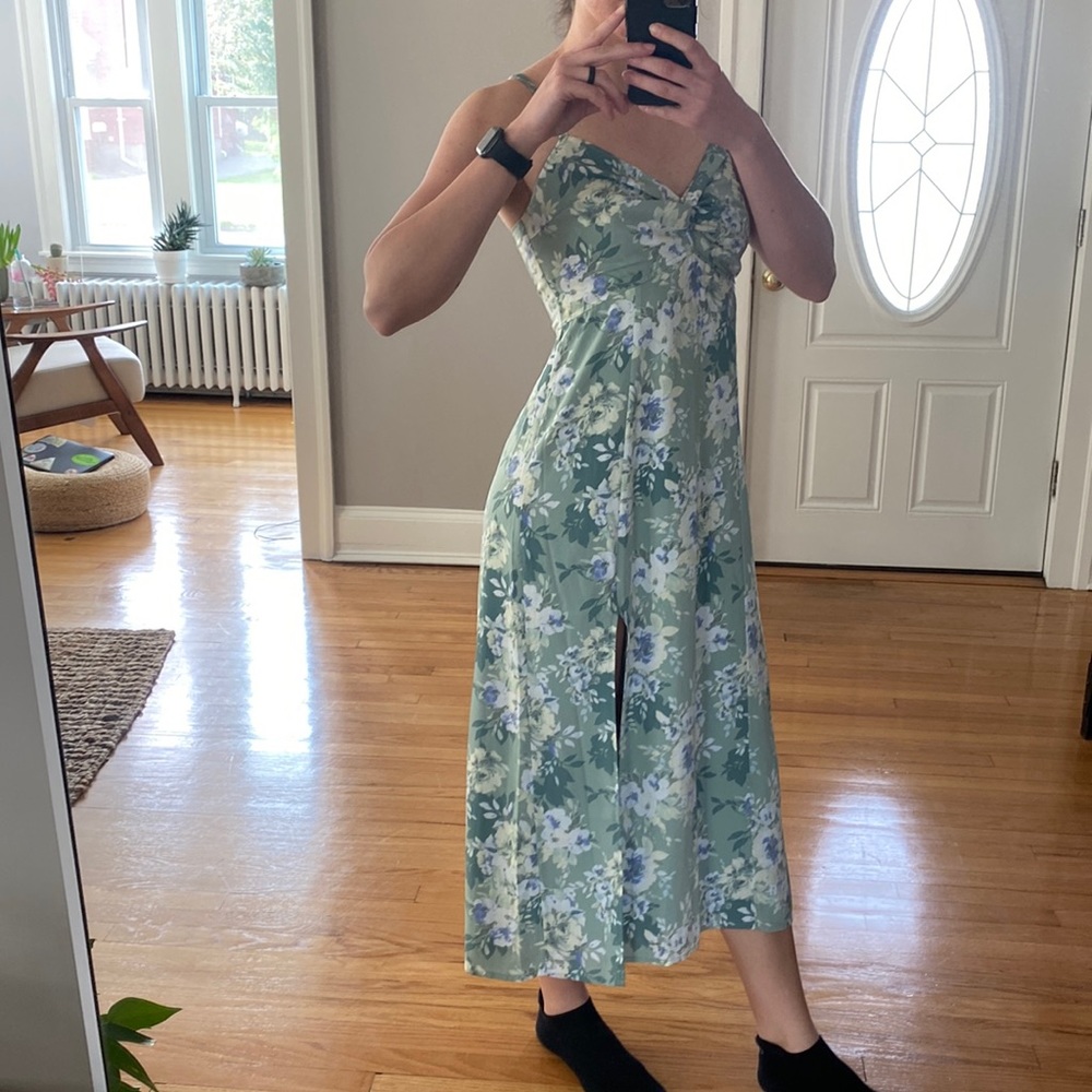 Abercrombie & Fitch summer dress midi green white blue size medium